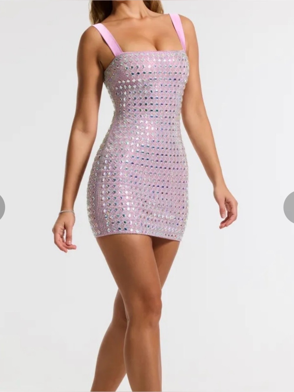 Oh Polly Pink Crystal-Embellished Mini Dress Lila. Like new, Worn only once. - Picture 2 of 4